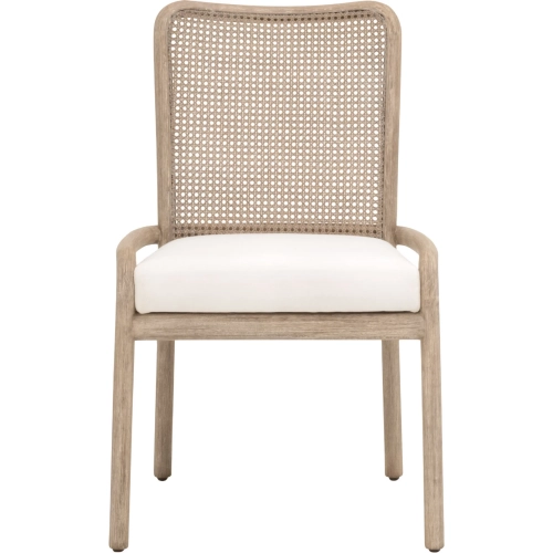 Avalon Dining Chair in Gray Mahogany, Cane & Peyton Pearl Fabric (Set of 2)